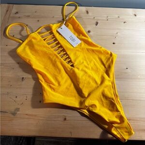 Tobi Vibrant Yellow Strappy One-Piece Swimsuit